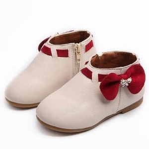 Beige & Red Booties